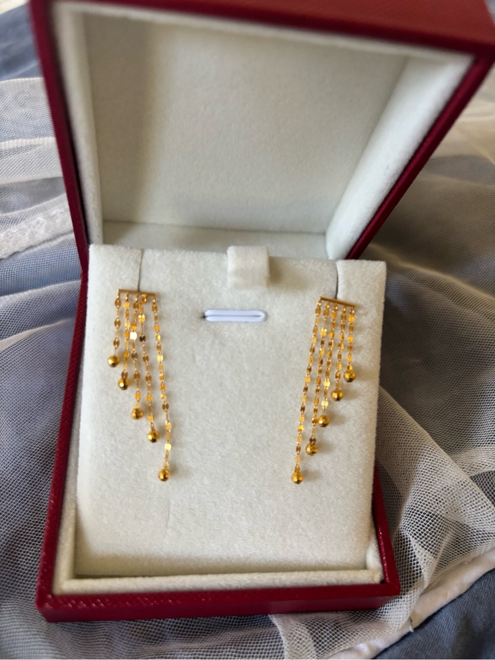 New 18K Gold Drop Chain Fringe Earrings